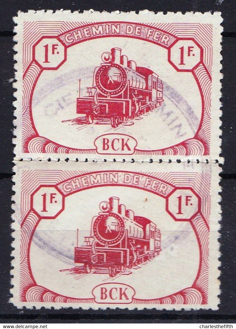 AT 10% BLOC OF 2 BELGIAN CONGO RAILWAY STAMPS - ELISABETHVILLE - FROM 1942 - TRAIN - ZUG - TRENO - Treinen