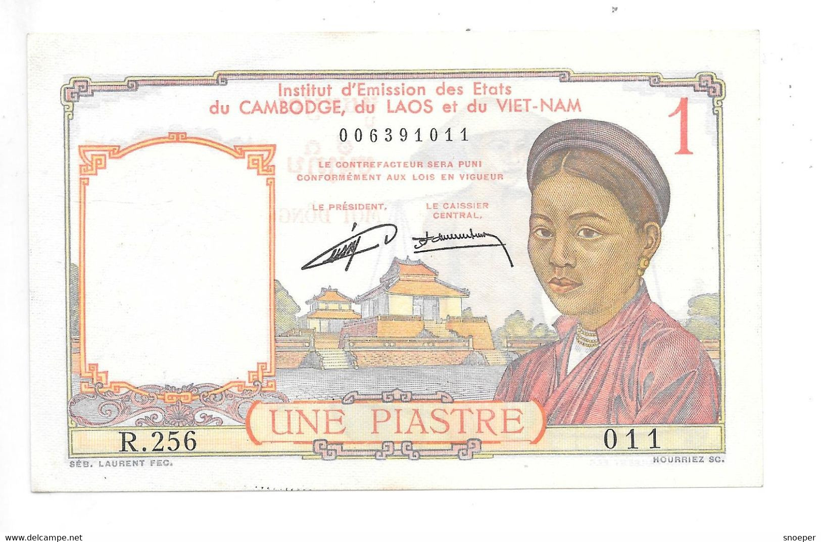 *french Indo-china Combined Issue Cambodia-laos-vietnam 1 Piastre 1952  92  Raar !!!!  Unc - Indochine