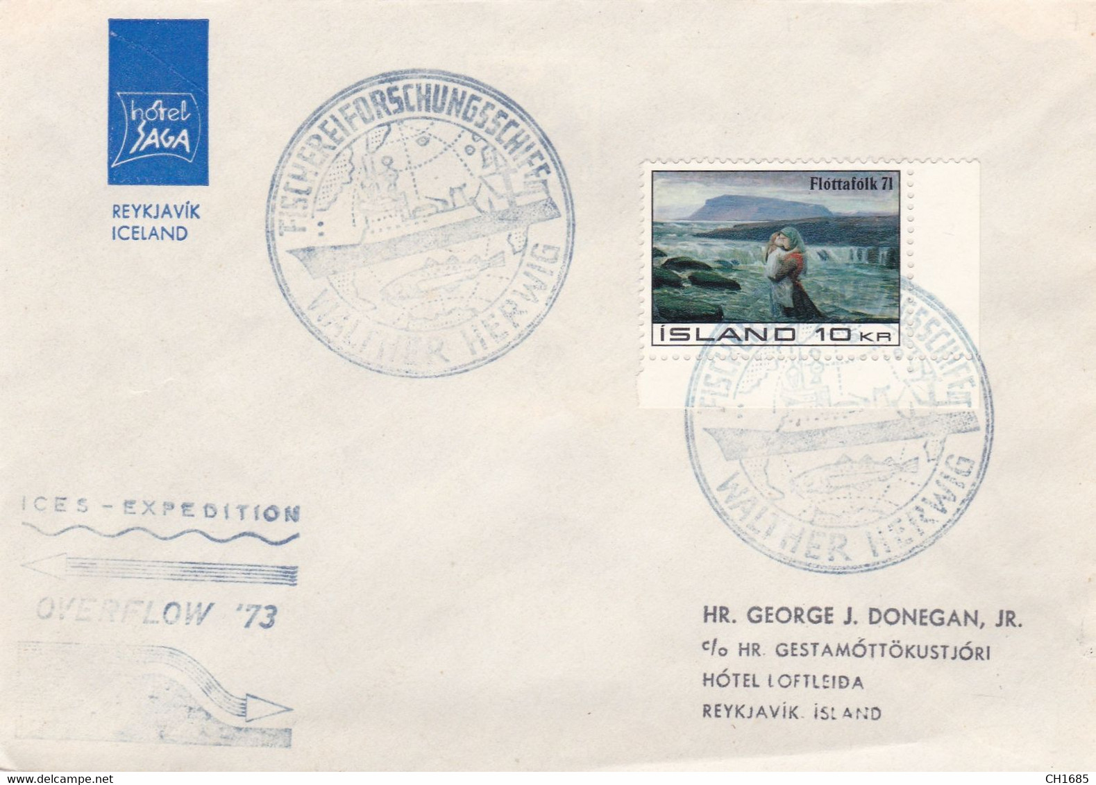 ISLANDE : Cachet Du Navire De Recherche Walther Herwing 1973 - Covers & Documents