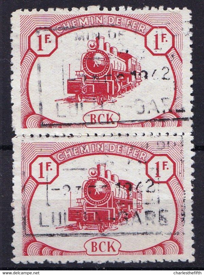 AT 10% BLOC OF 2 BELGIAN CONGO RAILWAY STAMPS - Obl. LULUA GARE - FROM 1942 - TRAIN - ZUG - TRENO - Eisenbahnen