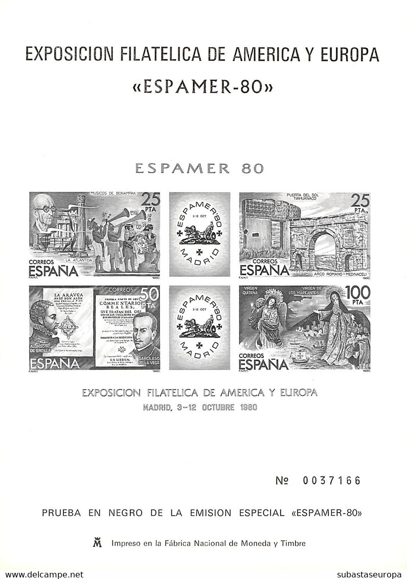 España. Prueba De Lujo Nº 3. Espamer '80. - Commemorative Panes
