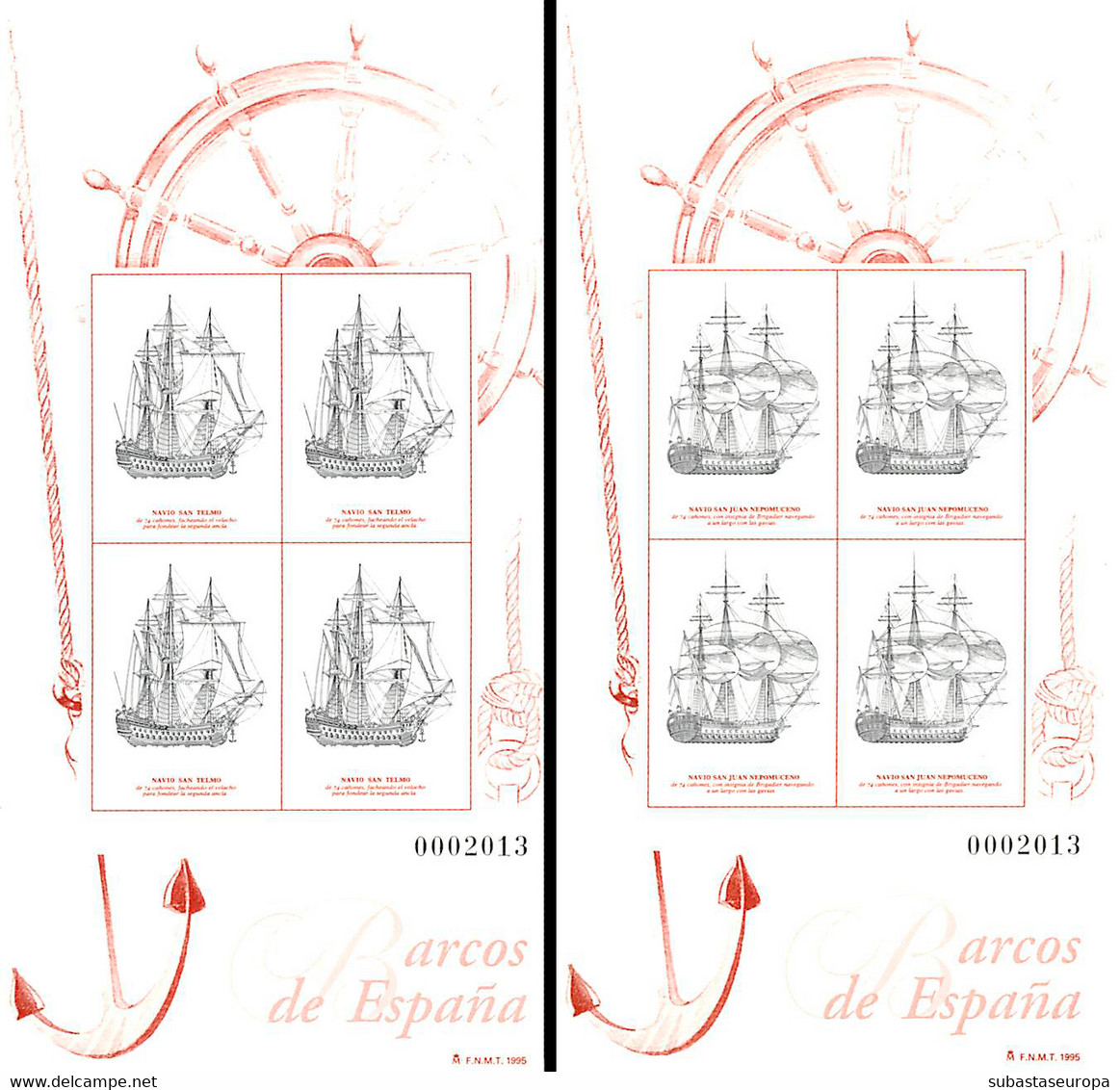 España. Prueba De Lujo Nº 35A Barcos 1995 - Commemorative Panes