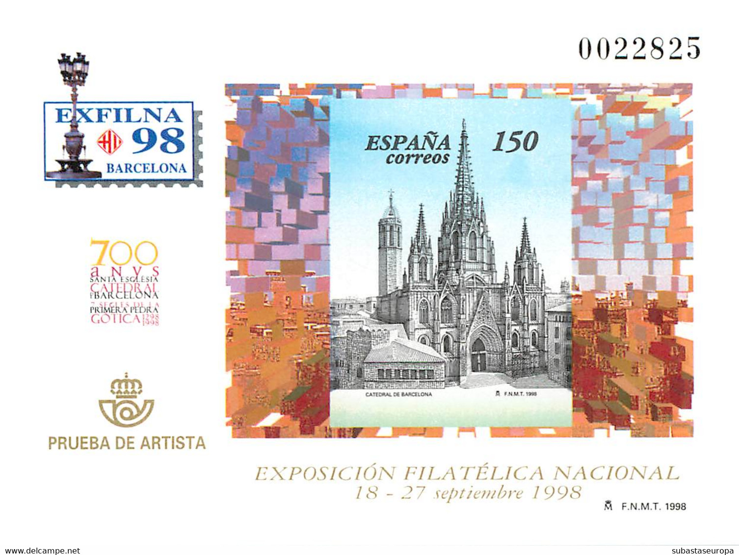 España. Prueba De Lujo Nº 66 Catedral Barcelona 98 - Commemorative Panes