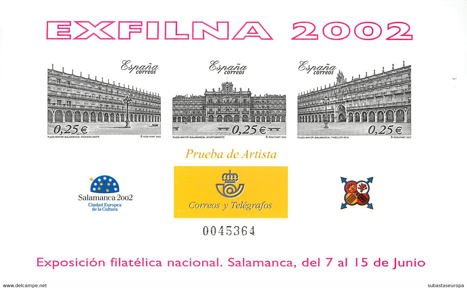 España. Prueba De Lujo Nº 78 Exfilna 2002 Salamanca - Commemorative Panes