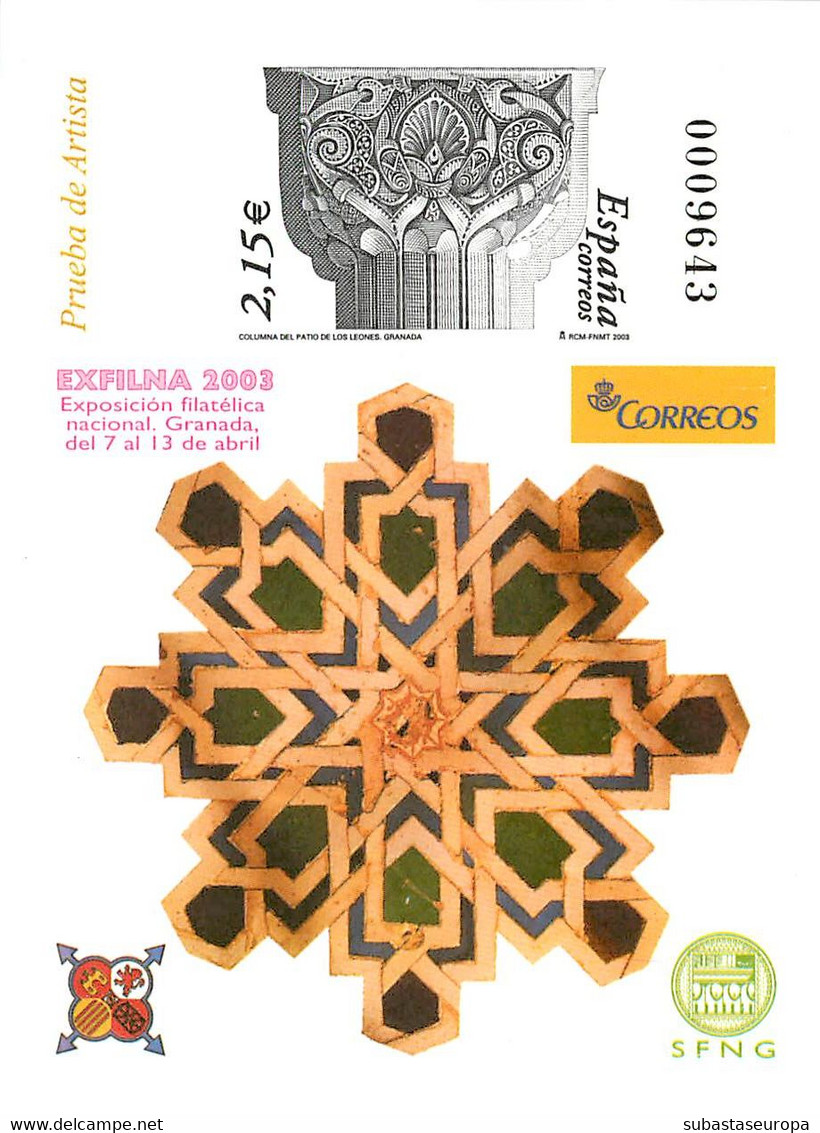 España. Prueba De Lujo Nº 80 Exfilna 2003 Granada - Commemorative Panes