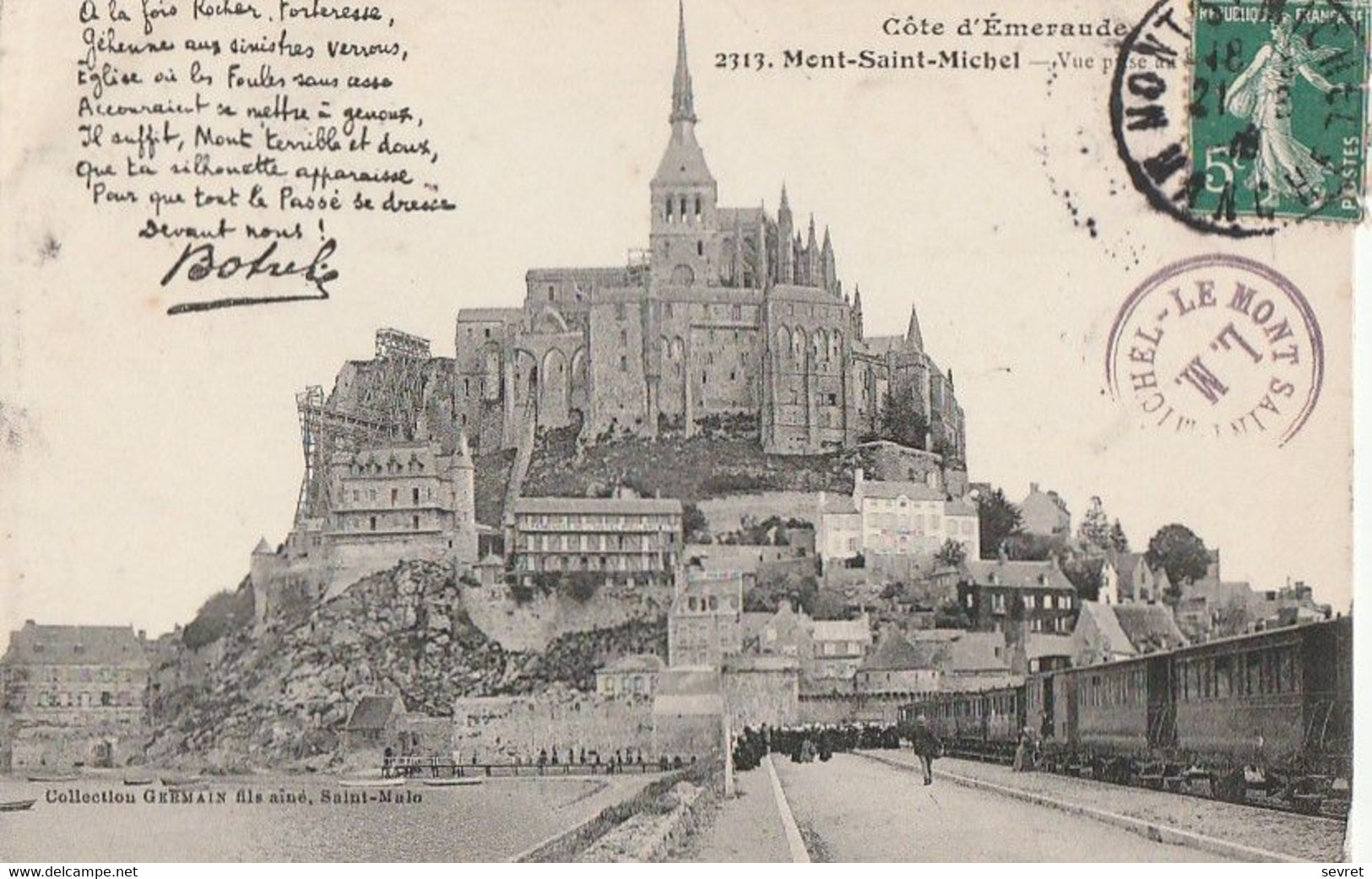 MONT ST MICHEL  - Vue Prise Du Sud  Avec Poésie De BOTREL - Le Mont Saint Michel