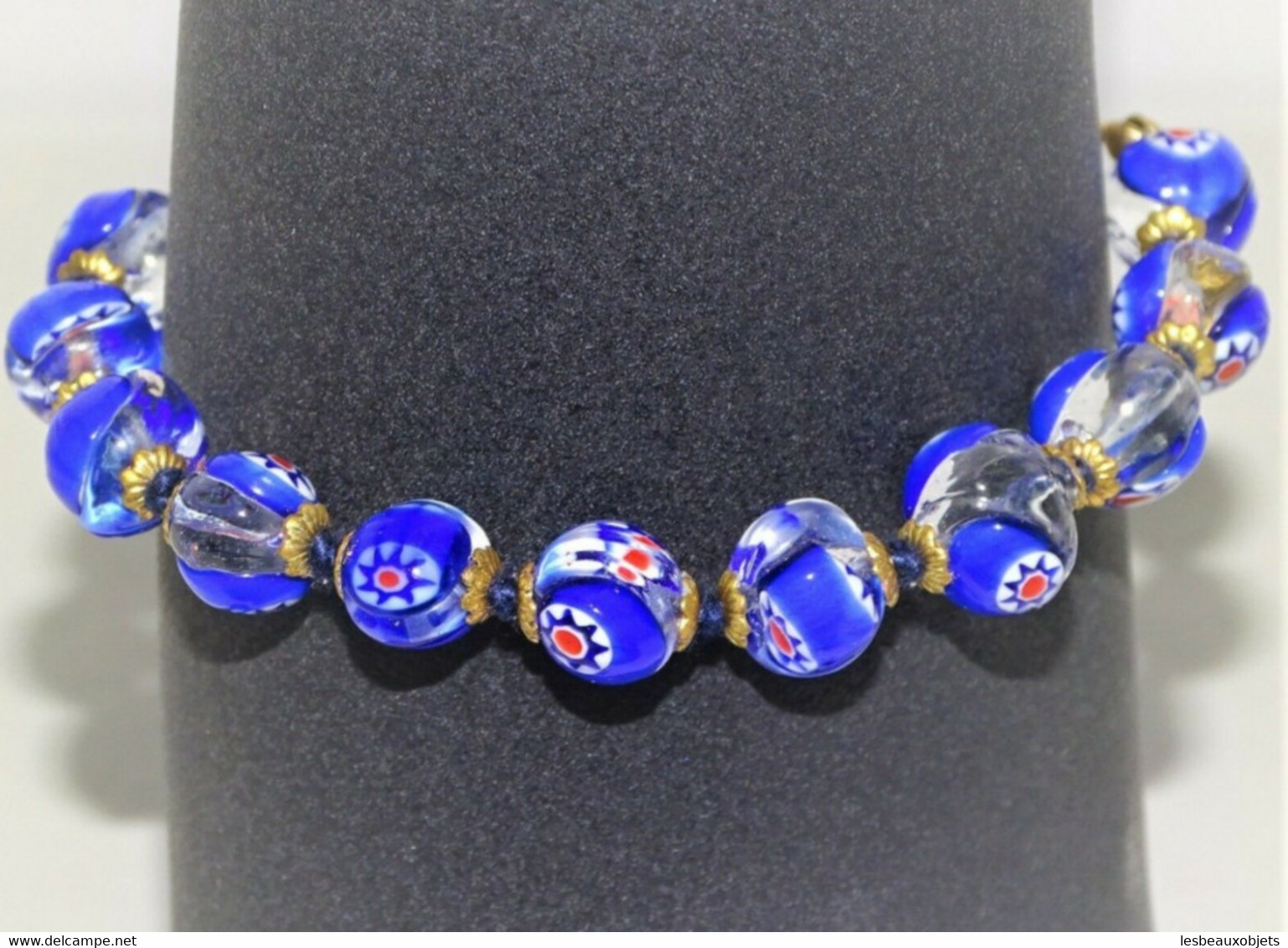 JOLI BRACELET VINTAGE Boules En Verre De Murano à Dominante Bleue Collection Bijou Vintage - Armbanden