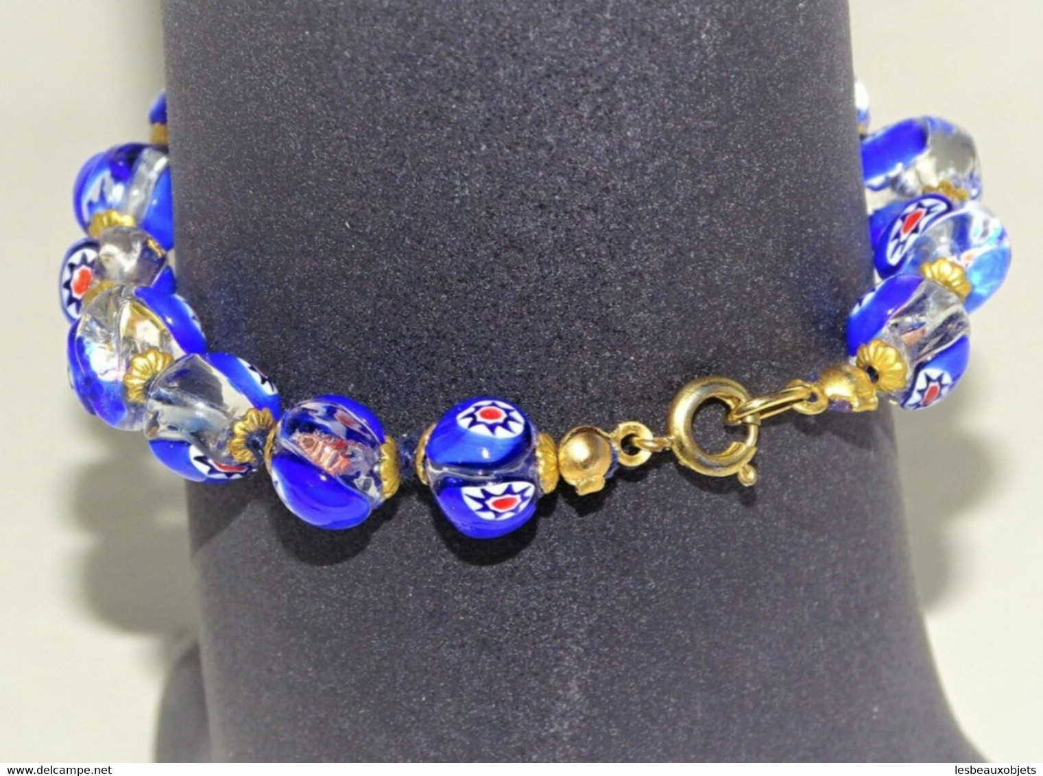 JOLI BRACELET VINTAGE Boules En Verre De Murano à Dominante Bleue Collection Bijou Vintage - Armbänder