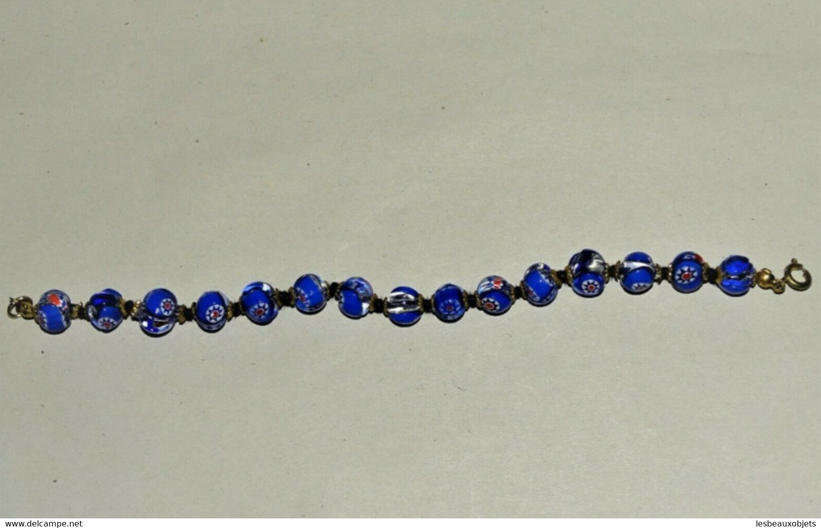 JOLI BRACELET VINTAGE Boules En Verre De Murano à Dominante Bleue Collection Bijou Vintage - Bracelets