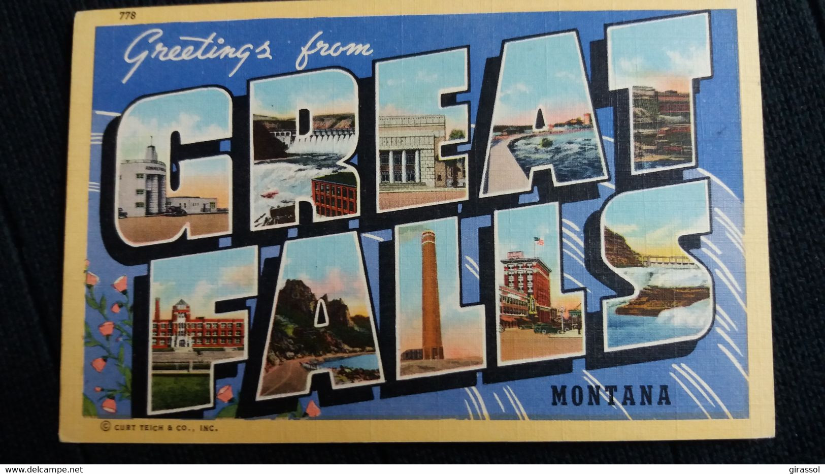 CPA GREETINGS FROM GREAT FALLS MONTANA    LETTRES  ED CT ART COLOR TONE  USA - Great Falls