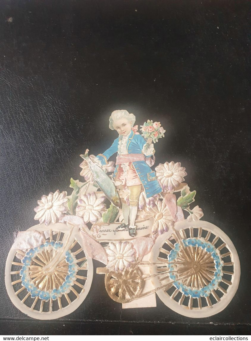 Thème. Carte A Système 14.5 X 13.5 Découpis Vélo Enfant Allant Offrir Des Fleurs   (voir Scan) - Mechanical