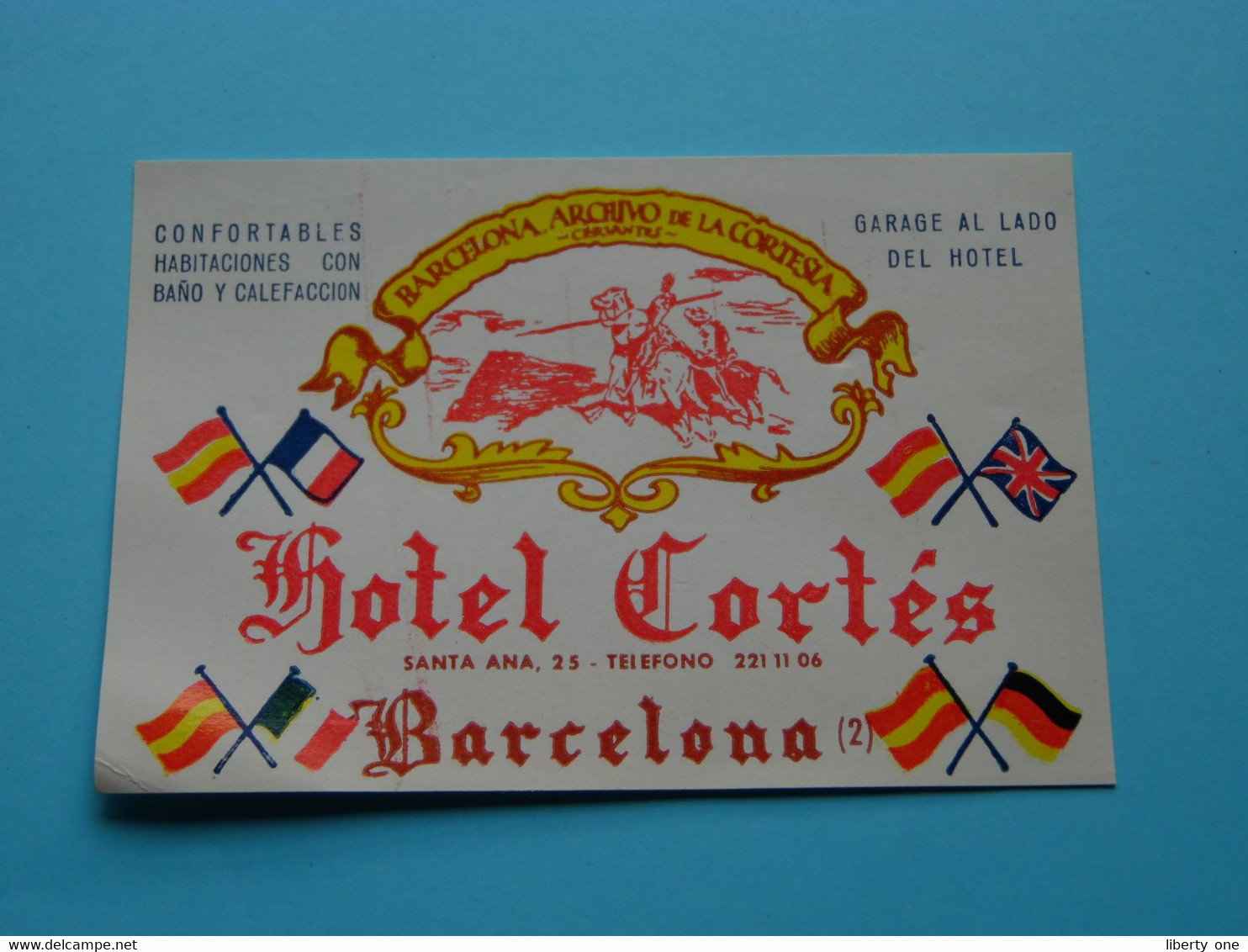 Hotel " Cortés " BARCELONA 2 - Santa Ana 25 ( Zie / Voir Photo ) +/- 11,5 X 8 Cm. ! - Visitenkarten