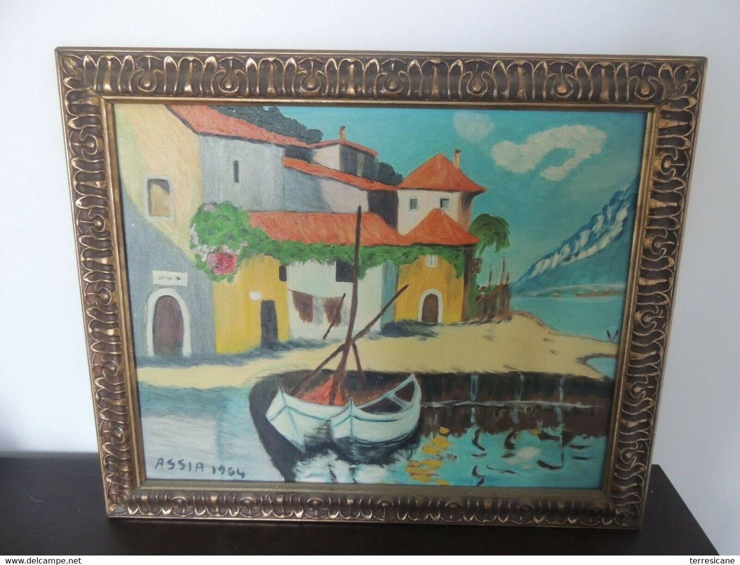 Limone Del Garda 1964 Olio SU TELA Cornice 50x60 C. - Olii