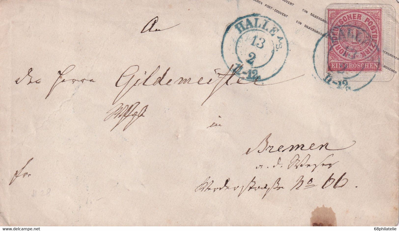 NORDDEUTSCHER BUND   LETTRE DE HALLE - Postal  Stationery