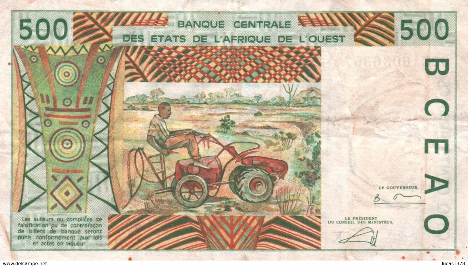 Billet 500 Francs Banque Centrale Des Etats De L'Afrique De L'Ouest / PAS DE TROU - Estados De Africa Occidental