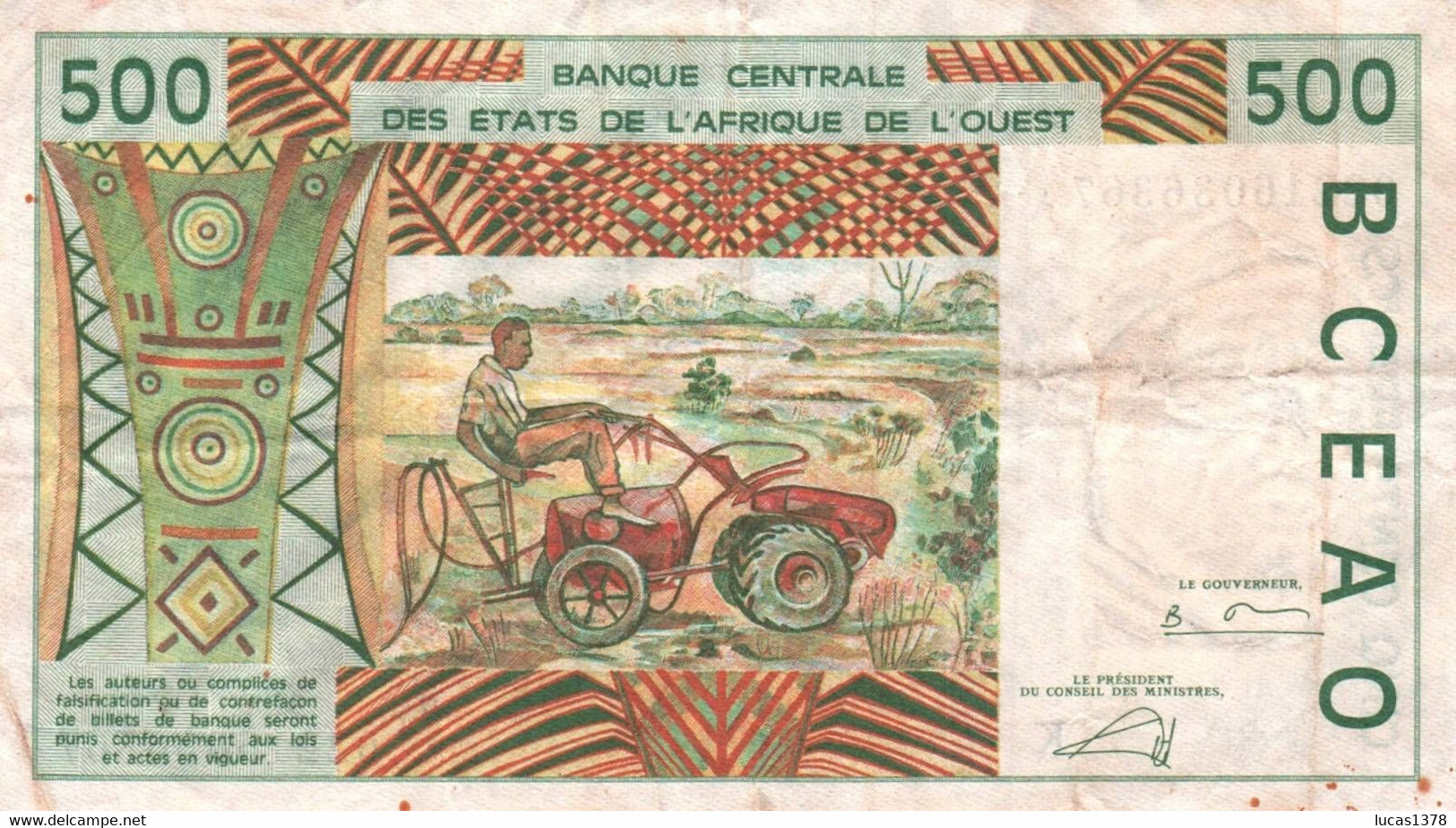 Billet 500 Francs Banque Centrale Des Etats De L'Afrique De L'Ouest / PAS DE TROU - États D'Afrique De L'Ouest