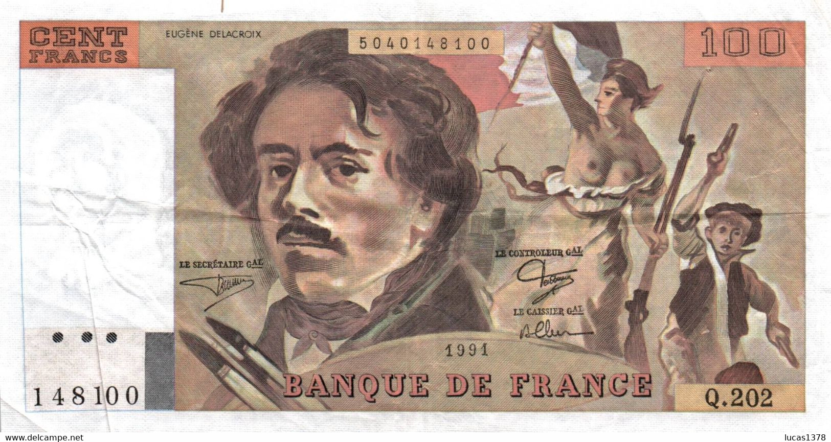 100 FRANCS DELACROIX 	F.69bis/03c1, P#154e - Alphabet 202 / PAS DE TROU - 100 F 1978-1995 ''Delacroix''