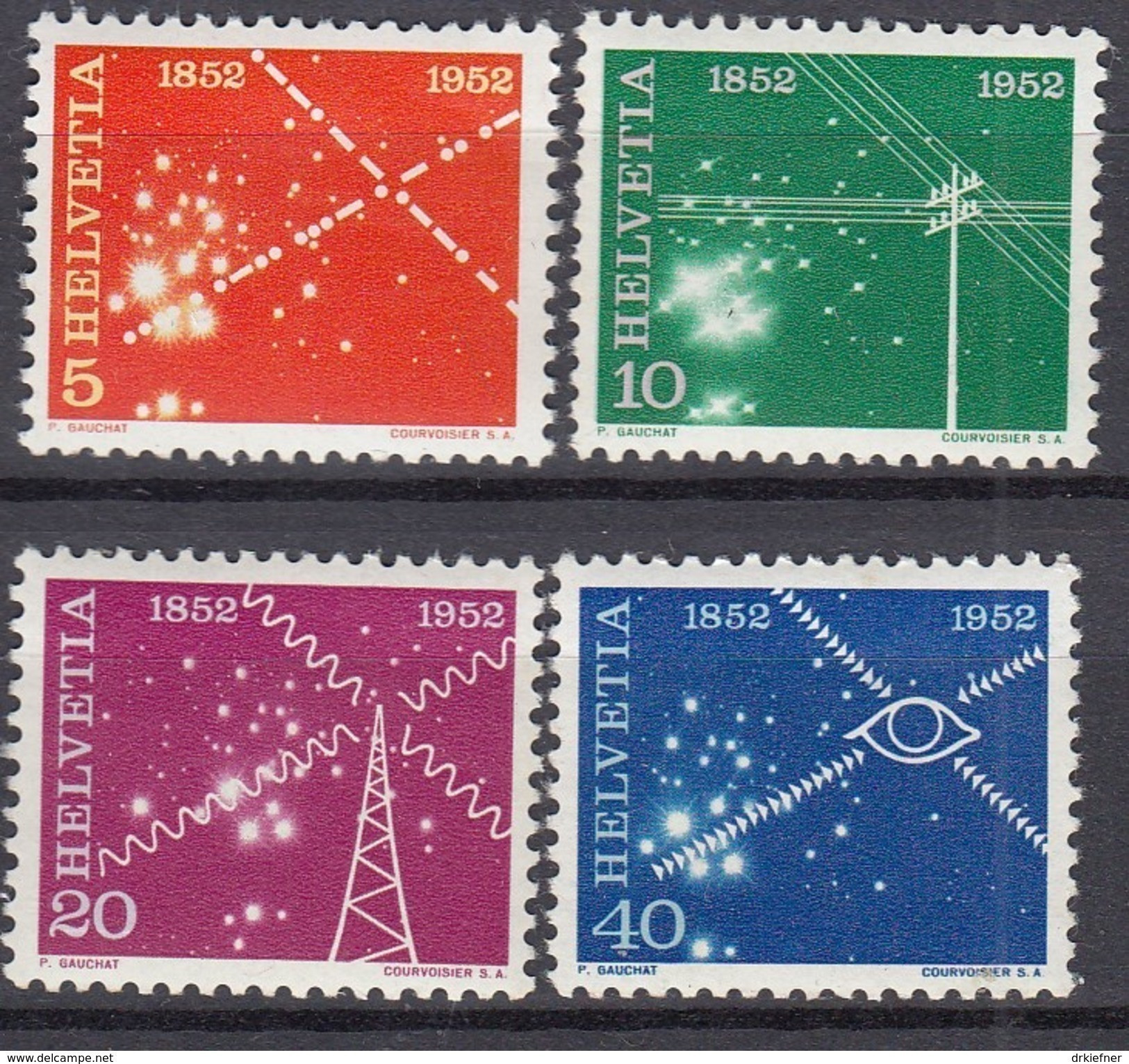 SCHWEIZ  566-569, Postfrisch **, 100 Jahre Schweizer Nachrichtenwesen 1952 - Nuevos