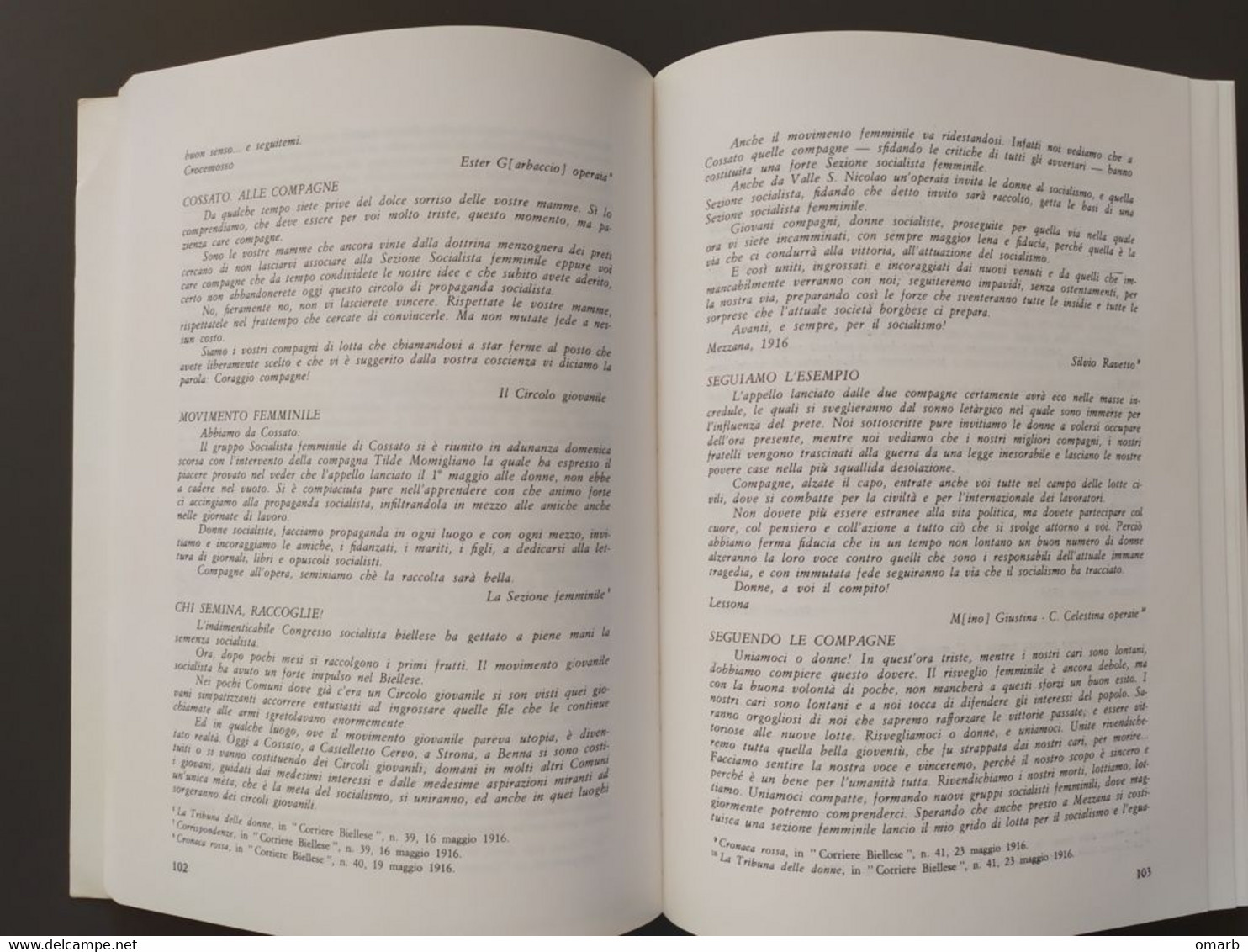 Lib465 Libro Book Livre Le Donne Socialiste Nel Biellese (1900-1918) Società Movimento Operaio Politica Politcs - Oorlog 1914-18