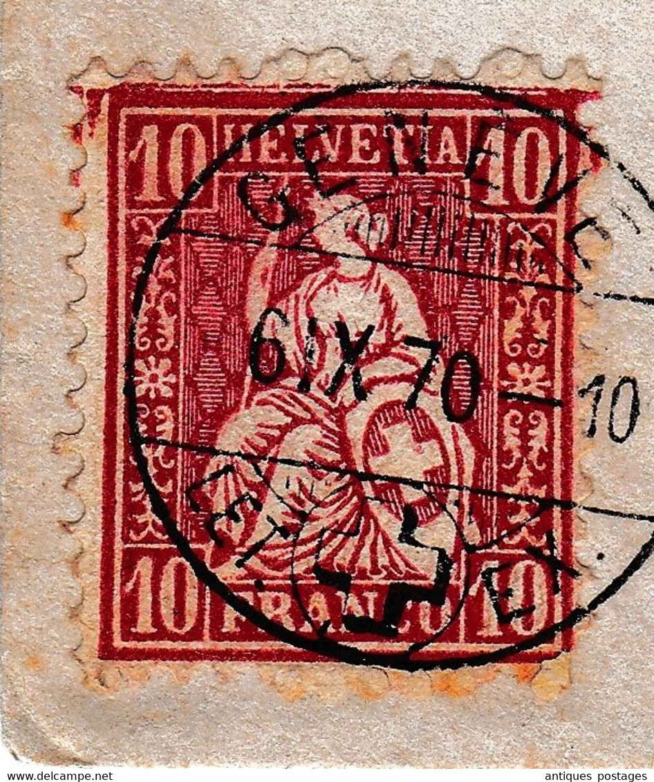 Lettre 1870 Genève Suisse Helvetia Assise Pour Saint Maurice - Brieven En Documenten