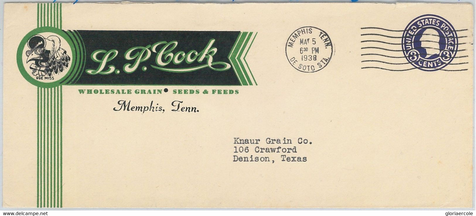 65141  - USA - POSTAL HISTORY - ADVERTISING STATIONERY COVER 1938 - Birds AGRICOLTURE - 1921-40