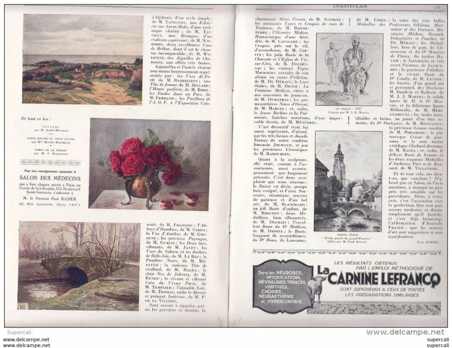 RT27.270  CHANTECLAIR.REVUE  ART.ET LIT.N°284.JAN.1932.DOUZIEME SALON DES MEDECINS.ARBOIS.MOULIN SUR LA LUCE.MONTREUIL-B - Otros & Sin Clasificación