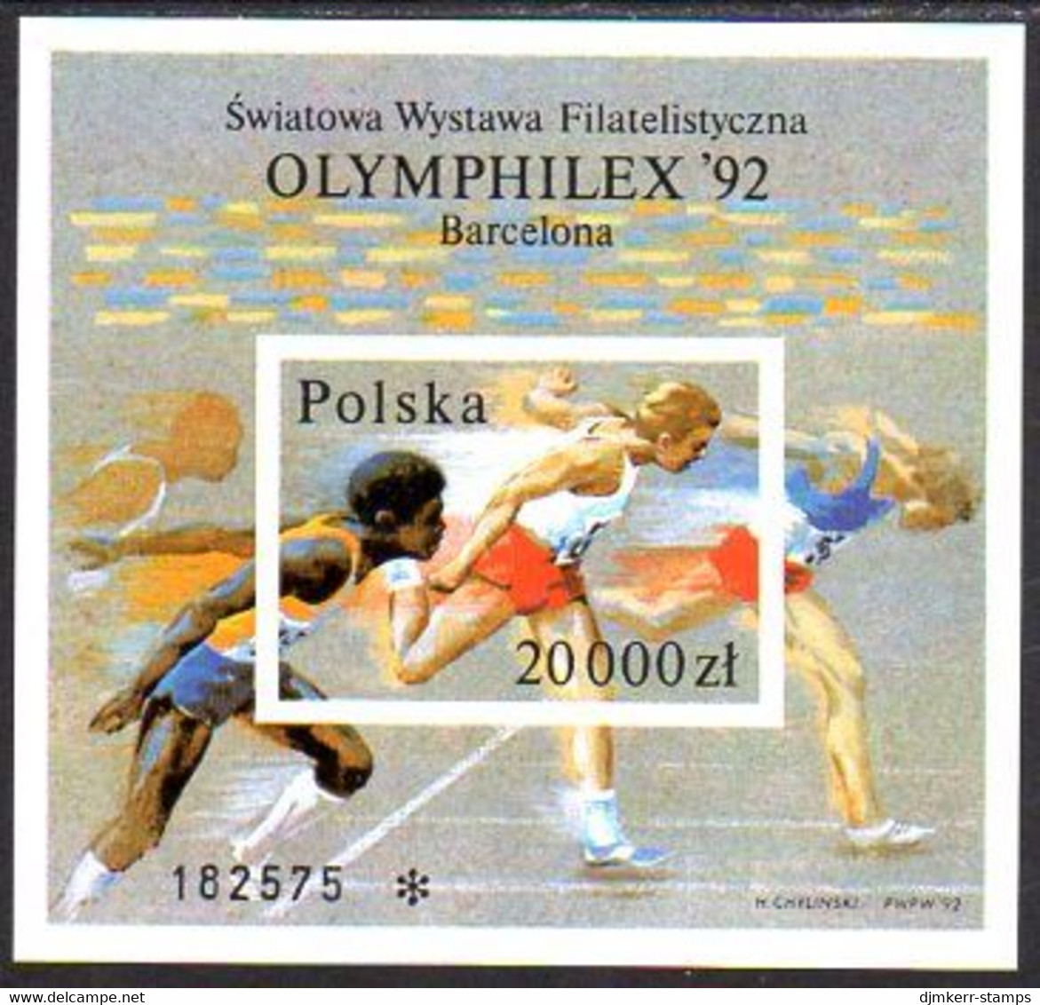 POLAND 1992 Olymphilex Imperforate Block  MNH / **.  Michel Block 118B - Ungebraucht