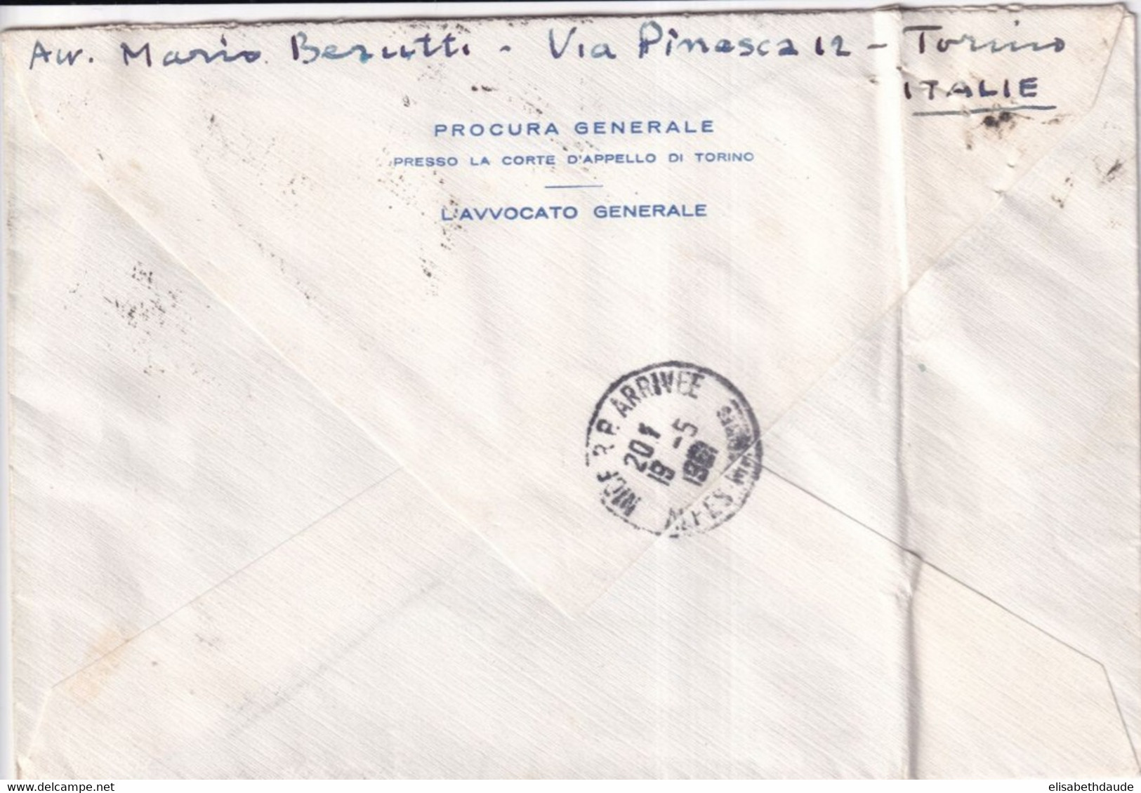 ITALIA - 1961 - ENVELOPPE EXPRES ! De TORINO ESPRESSI => NICE - Posta Espressa/pneumatica