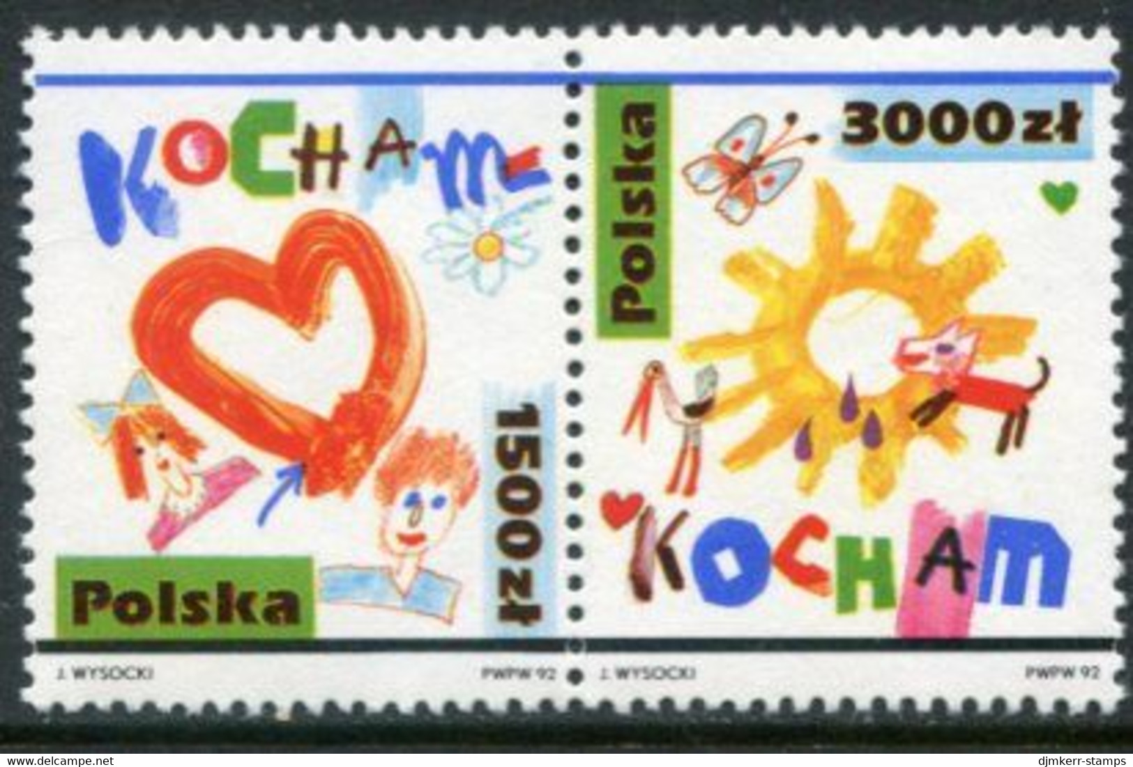 POLAND 1992 Children's Drawings  MNH / **.  Michel 3386-87 - Unused Stamps