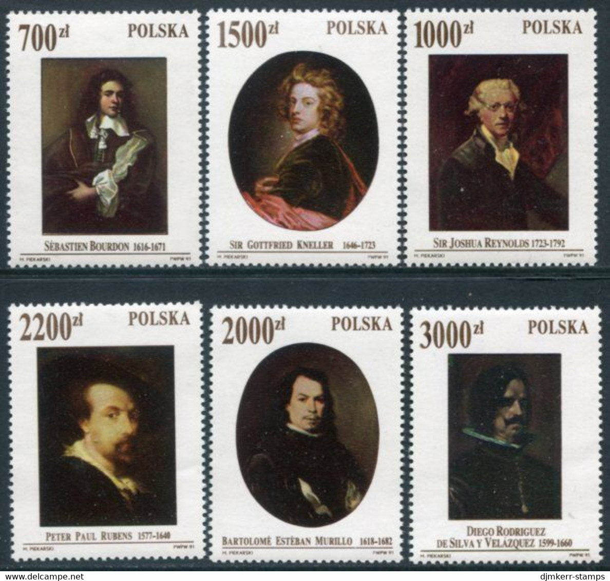 POLAND 1992 Paintings: Self-portraits MNH / **.  Michel 3363-68 - Ongebruikt