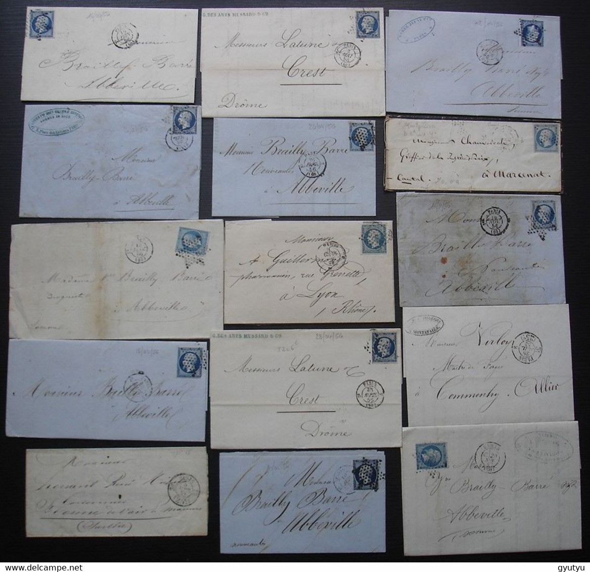 Paris Lot De 15 Lettres, Différents Cachets, à Voir ! - 1849-1876: Klassieke Periode