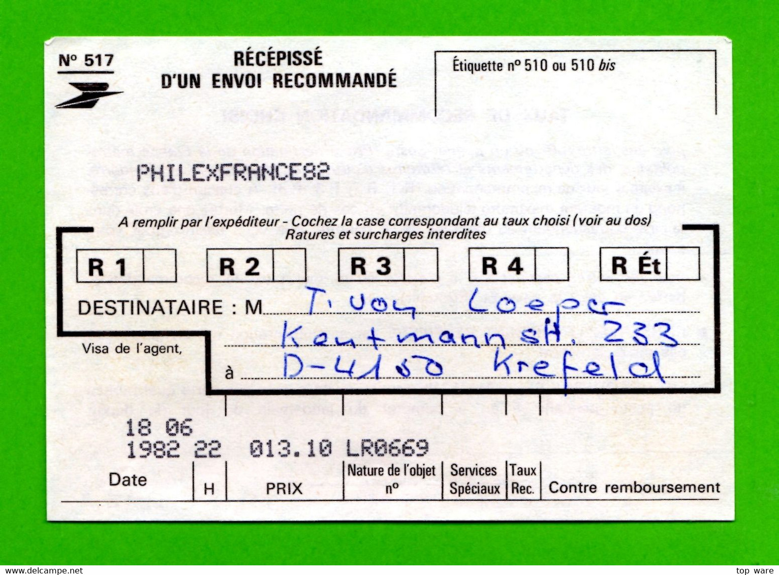 France ATM Vignette LSA 92954 / Michel 4.2 + LS09 75513 / R-Letter / PHILEXFRANCE 82 / LSA Distributeurs Automatenmarken - 1981-84 LS & LSA Prototypes