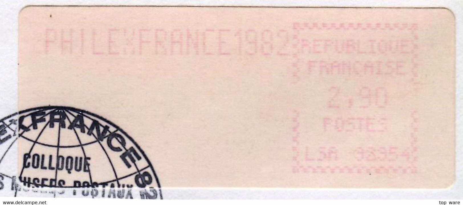 France ATM Vignette LSA 92954 / Michel 4.2 / 2,90 FF On Cover / PHILEXFRANCE 82 / LSA Distributeurs Automatenmarken - 1981-84 Types « LS » & « LSA » (prototypes)