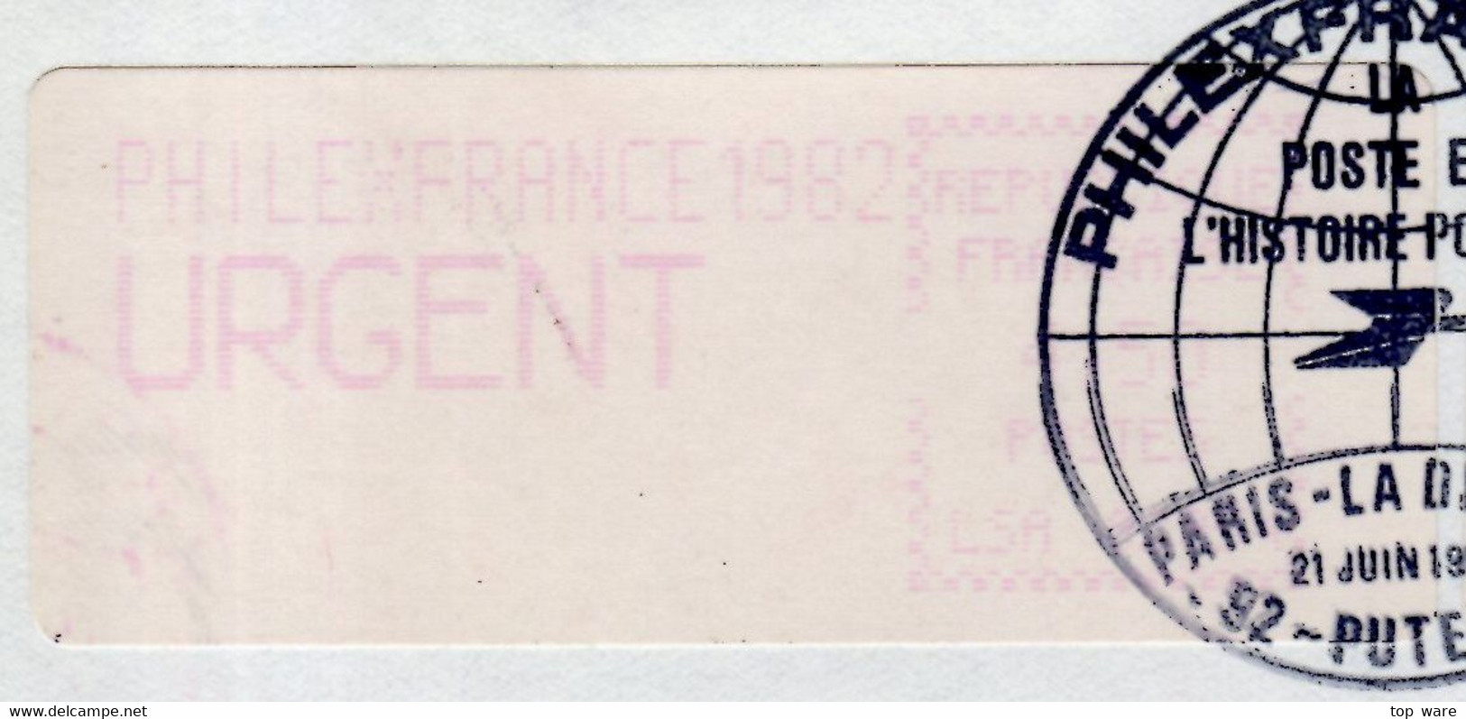France ATM Vignette LSA 92954 / Michel 4.2 / URGENT 4,50 + LS09 4,50 On R-cover / PHILEXFRANCE 82 / Distributeurs Frama - 1981-84 LS & LSA Prototypes
