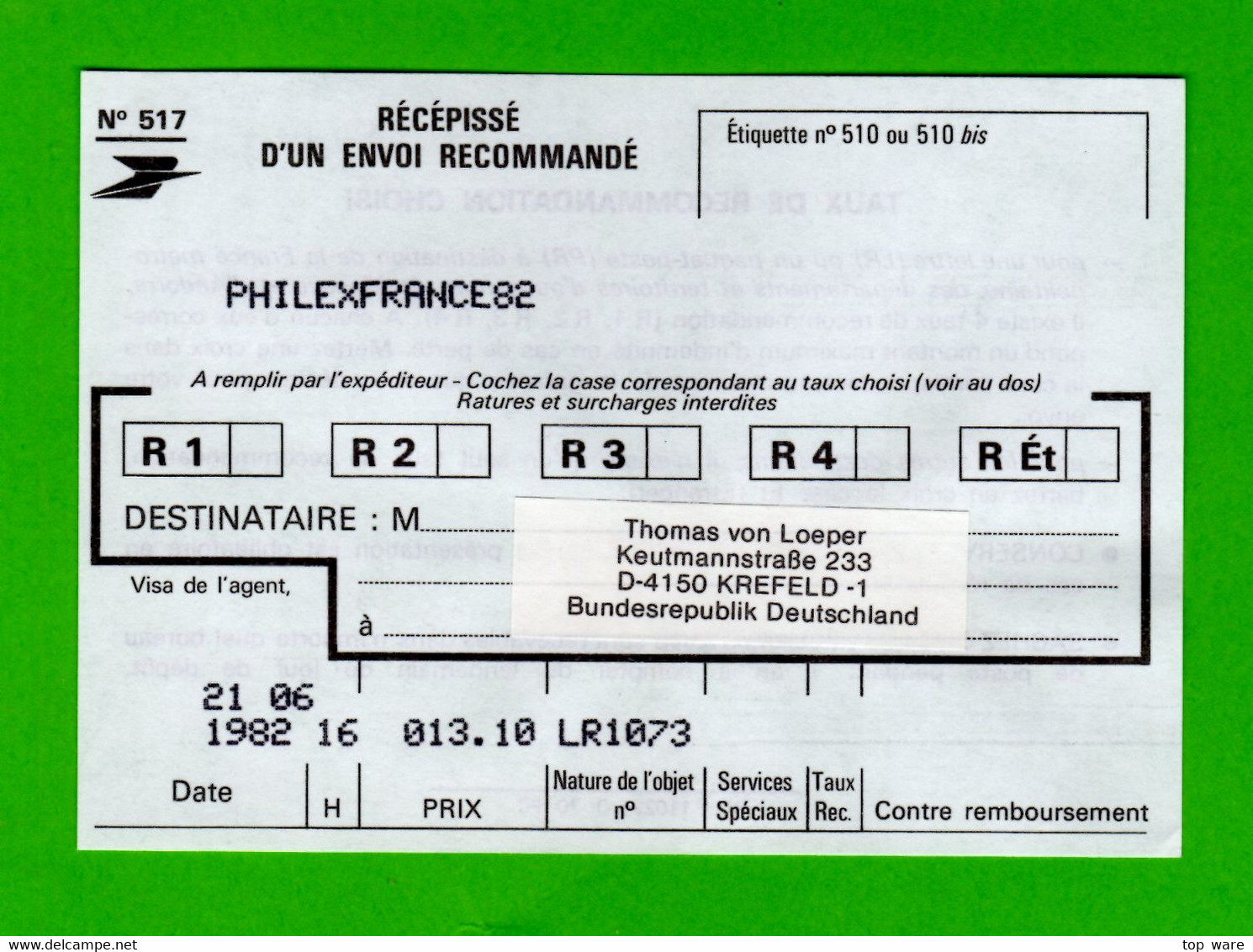 France ATM Vignette LSA 92954 / Michel 4.2 / URGENT 4,50 + LS09 4,50 On R-cover / PHILEXFRANCE 82 / Distributeurs Frama - 1981-84 LS & LSA Prototypes