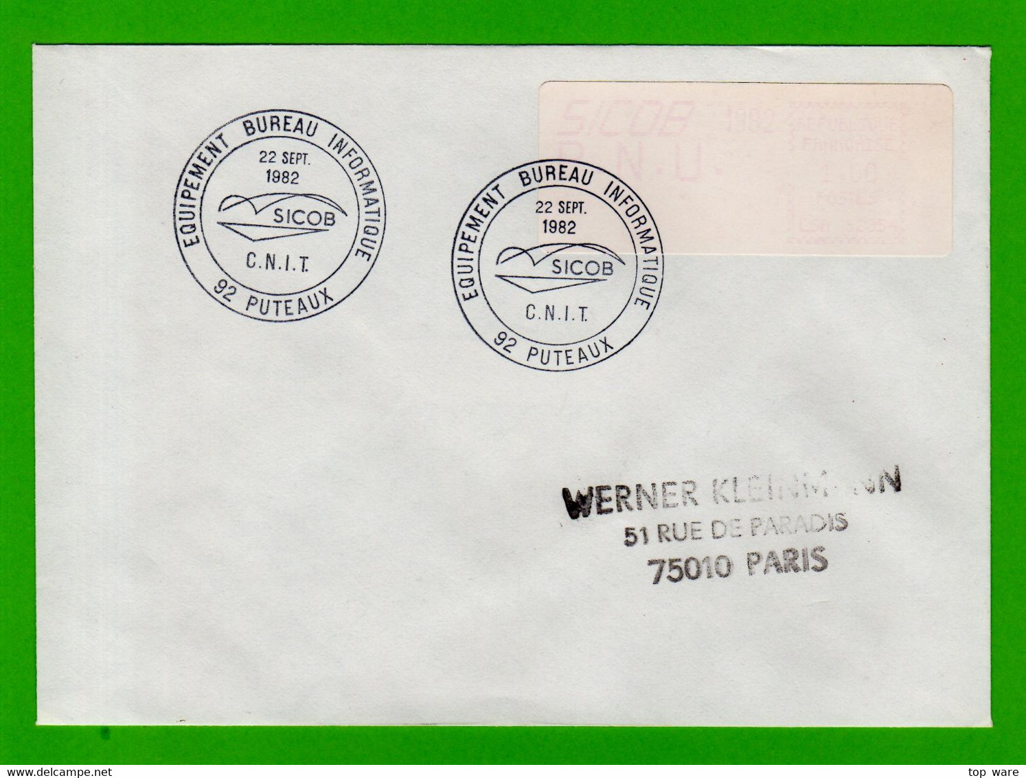 France ATM Vignette LSA 92954 / Michel 5.1 / FDC PNU 1,60 FF / SICOB 1982 / Distributeurs Automatenmarken - 1981-84 Types « LS » & « LSA » (prototypes)