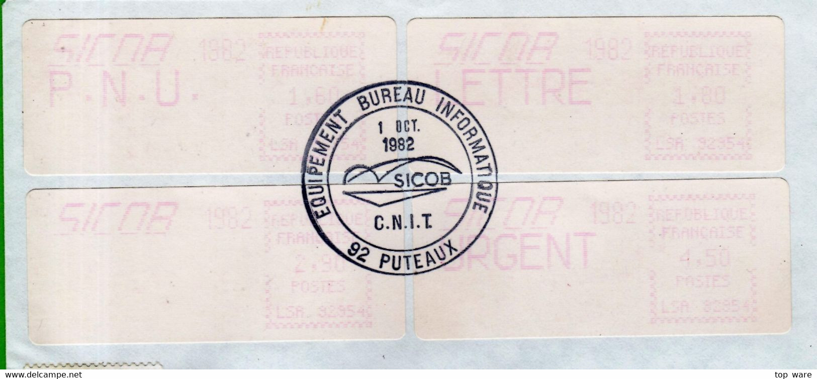 France ATM Vignette LSA 92954 / Michel 5.2 / Satz Auf R-LDC / SICOB 1982 / Distributeurs Automatenmarken - 1981-84 Types « LS » & « LSA » (prototypes)