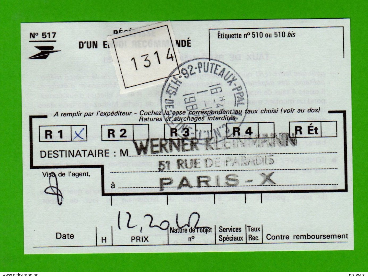 France ATM Vignette LSA 92954 / Michel 5.2 / Satz Auf R-LDC / SICOB 1982 / Distributeurs Automatenmarken - 1981-84 Types « LS » & « LSA » (prototypes)