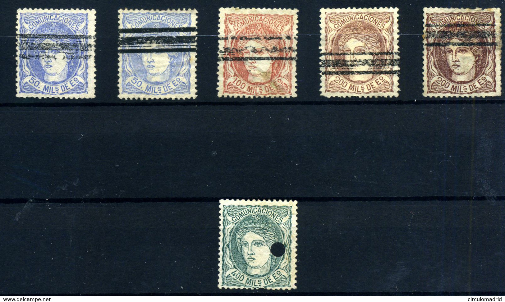 España Nº 107S/9S, 110T. Año 1870 - Used Stamps