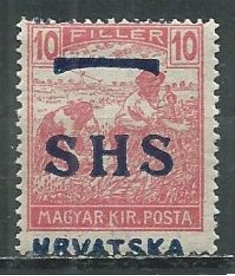 Yougoslavie Royaume Des Serbes, Croates & Slovènes YT N°12 Moissonneurs Surchargé SHS Hrvatska Neuf ** - Nuovi