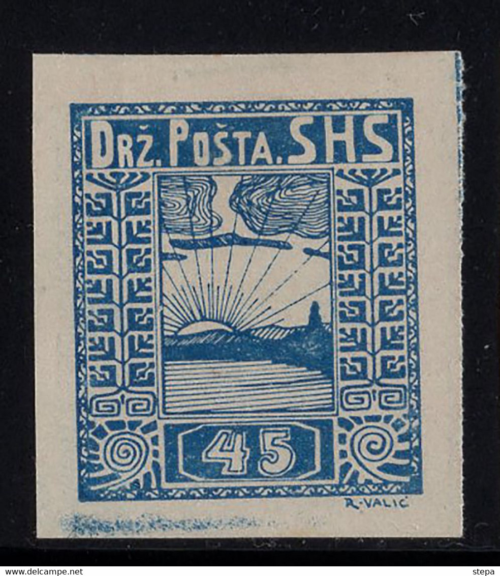 YUGOSLAVIA-CROATIA SHS, ESSEY-PROOF IN BLUE, POSTAGE DUE 1918 RARE!!!!!!!!!!!! - Imperforates, Proofs & Errors