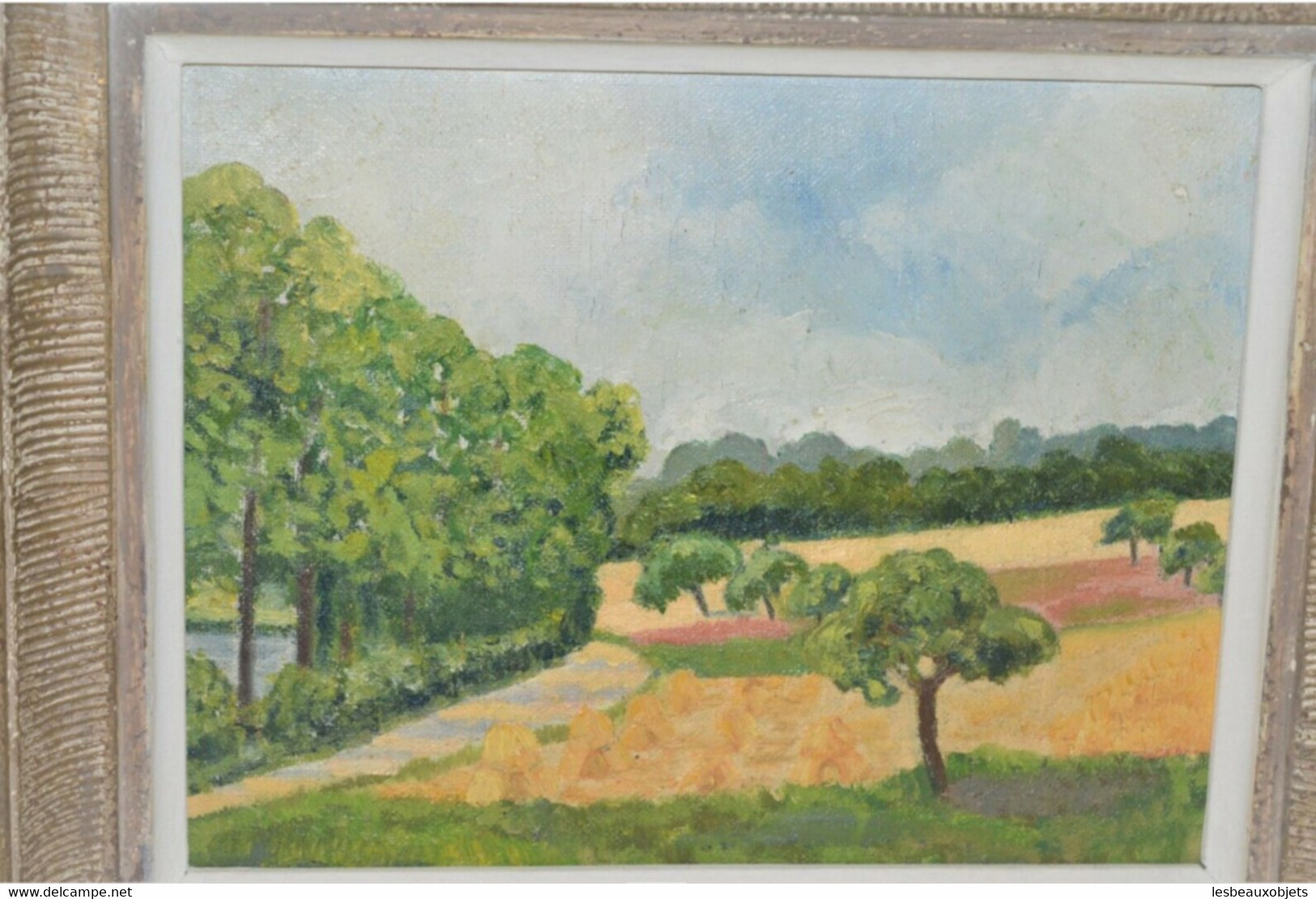 ANCIEN TABLEAU HUILE SUR TOILE PAYSAGE CAMPAGNE HST PEINTURE  XXe Déco Collection - Olii