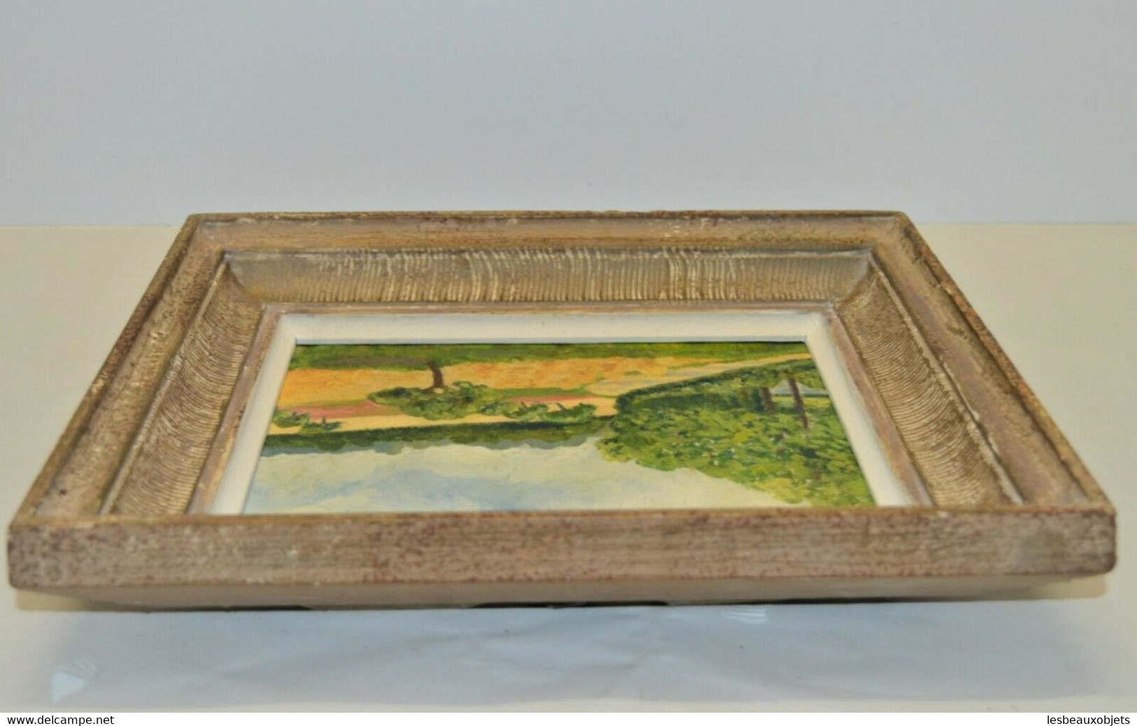 ANCIEN TABLEAU HUILE SUR TOILE PAYSAGE CAMPAGNE HST PEINTURE  XXe déco collection