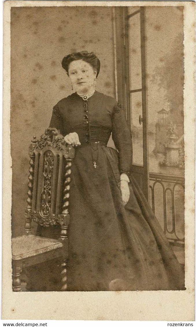 Oude Foto CDV Carte De Visite Portrait Photographe Mode Costume Dress Woman Femme Ancienne Photo 19e Siecle Eeuw - Sin Clasificación