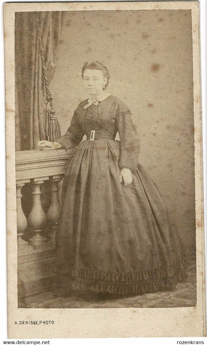 Oude Foto CDV Carte De Visite Portrait Photographe Amedee Denisse Paris Mode Costume Woman Femme Ancienne Photo 19e - Non Classificati