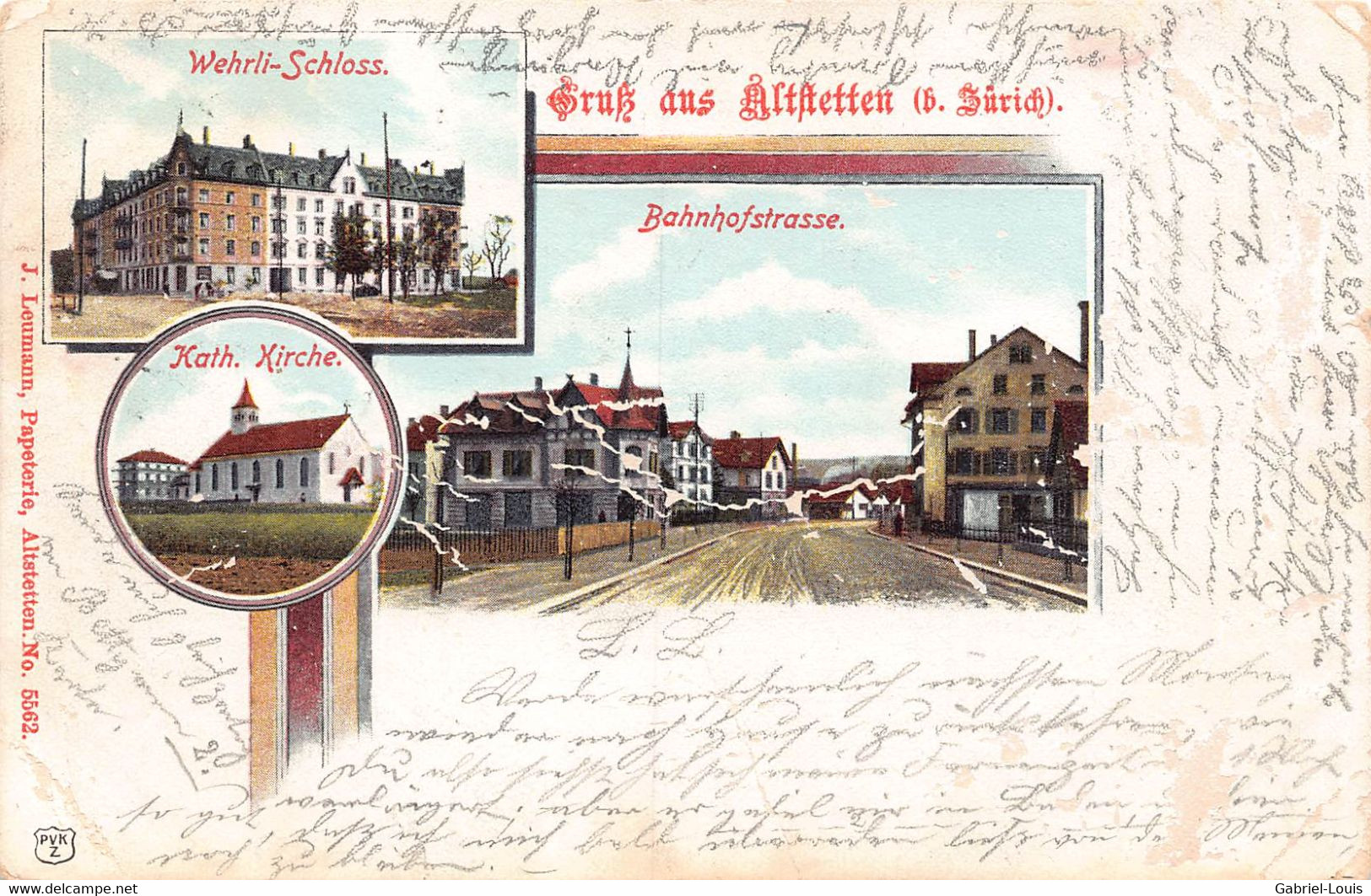 Litho  1900 - Gruss Aus Altstetten - Bahnhofstrasse Wehrli-Schloss Kirche - Zustand: Siehe Scanner - Altstetten