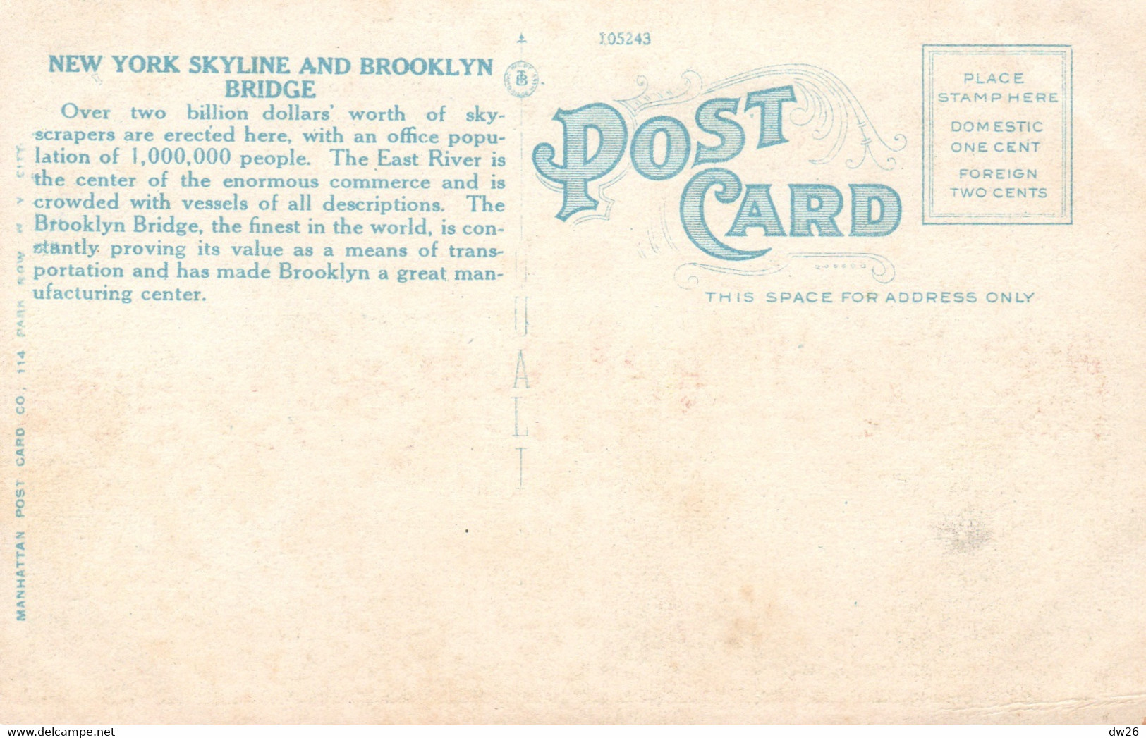 New York Skyline Showing U.S.S. North Dakota And Brooklyn Bridge - Card Not Circulated - Brooklyn