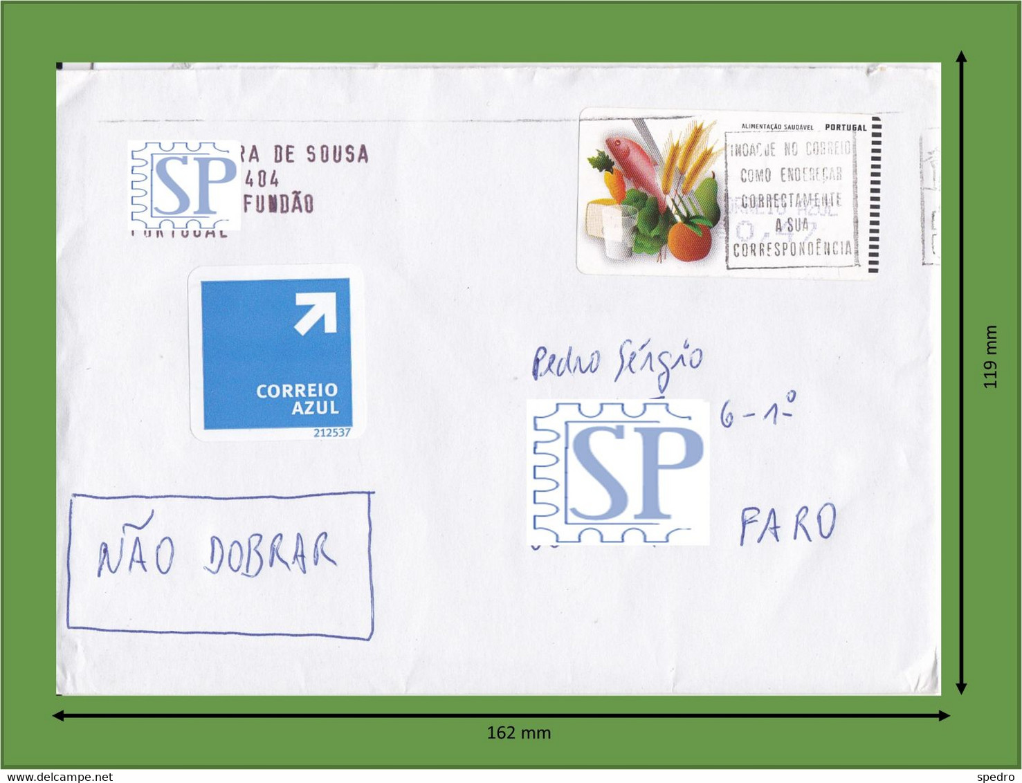 Portugal 2009 ATM Alimentação Saudável Correio Azul 0,47 € Fish Cheese Apple Carrot Grains Water Ovelar SMD - Brieven En Documenten