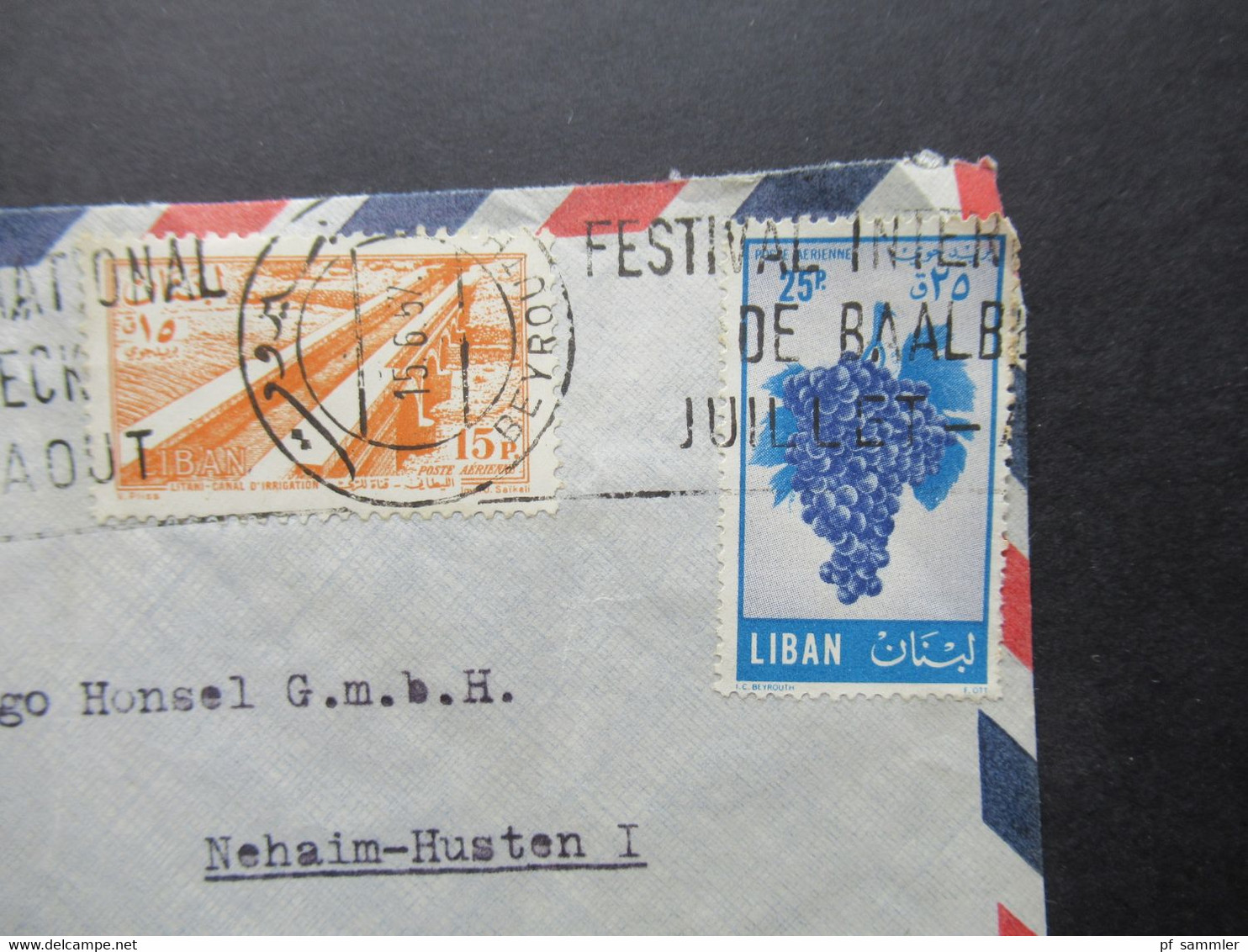 Libanon 1957 Umschlag Etablissements Sodelec Beyrouth (Liban) Luftpost Air Mail Nach Neheim Hüsten - Lebanon