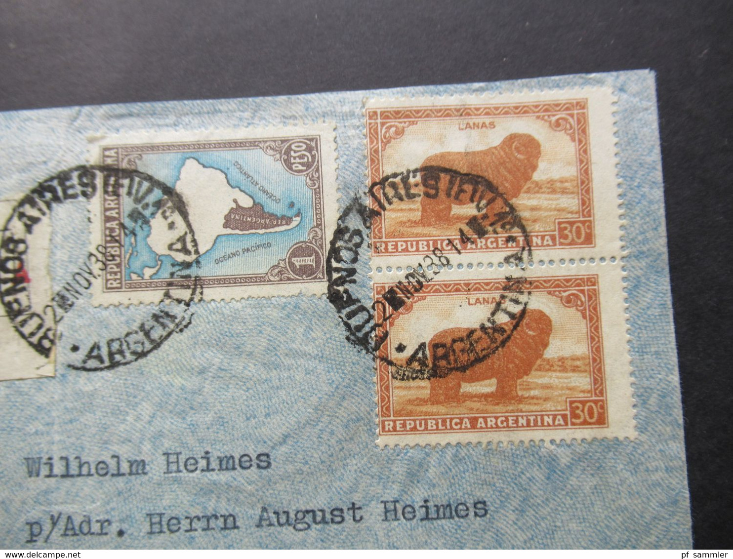 Argentinien 1938 Luftpost Via Aerea Via Condor Einschreiben Exterior B Buenos Aires - Römerstadt Nach Frankfurt Geflogen - Storia Postale